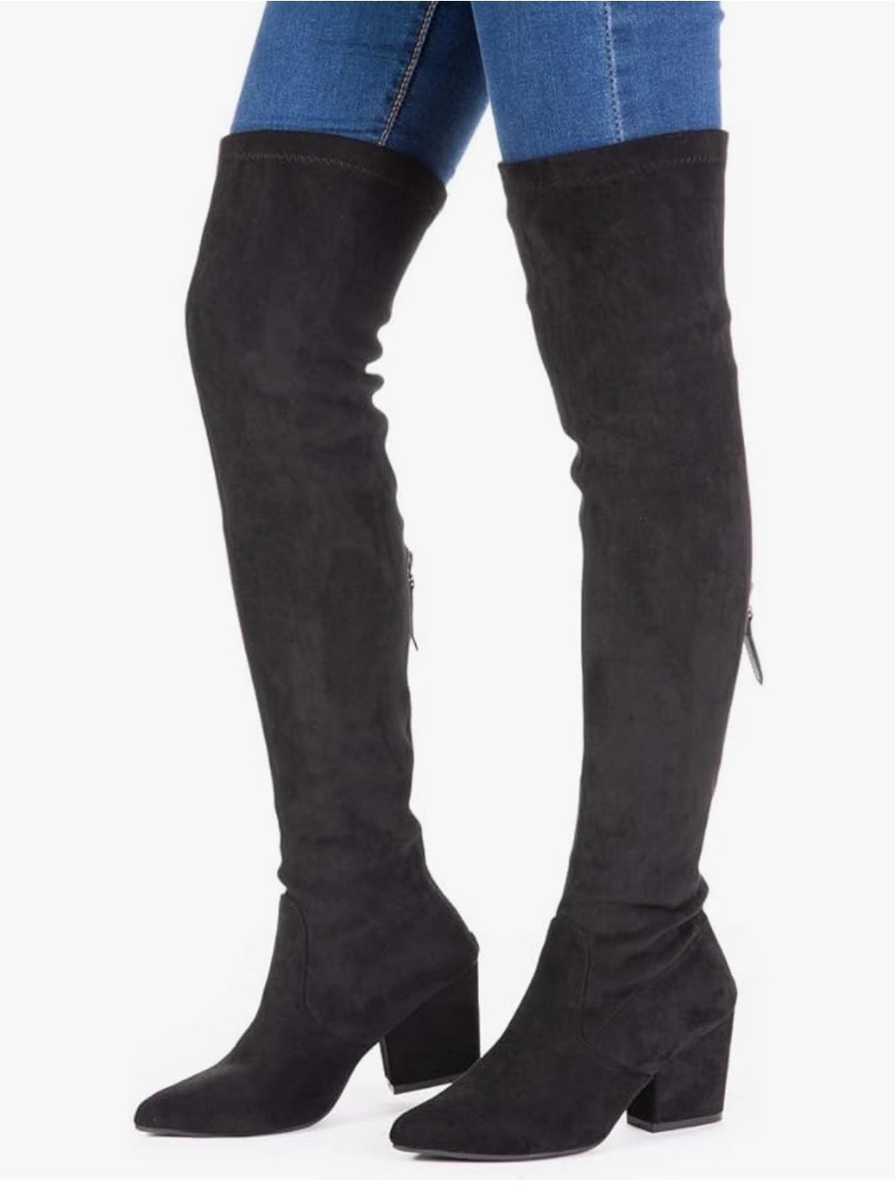 Women’s Black Over-the-Knee Faux Suede Stretch Boots